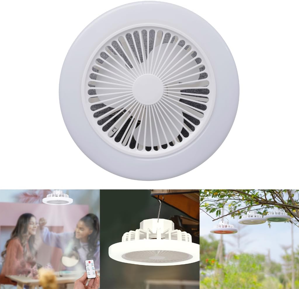 3-Speed USB Electric Fan Night Light Ceiling Fan Canopy Fans with Remote Control Summer Tent Must Have Item 23cm 9inch