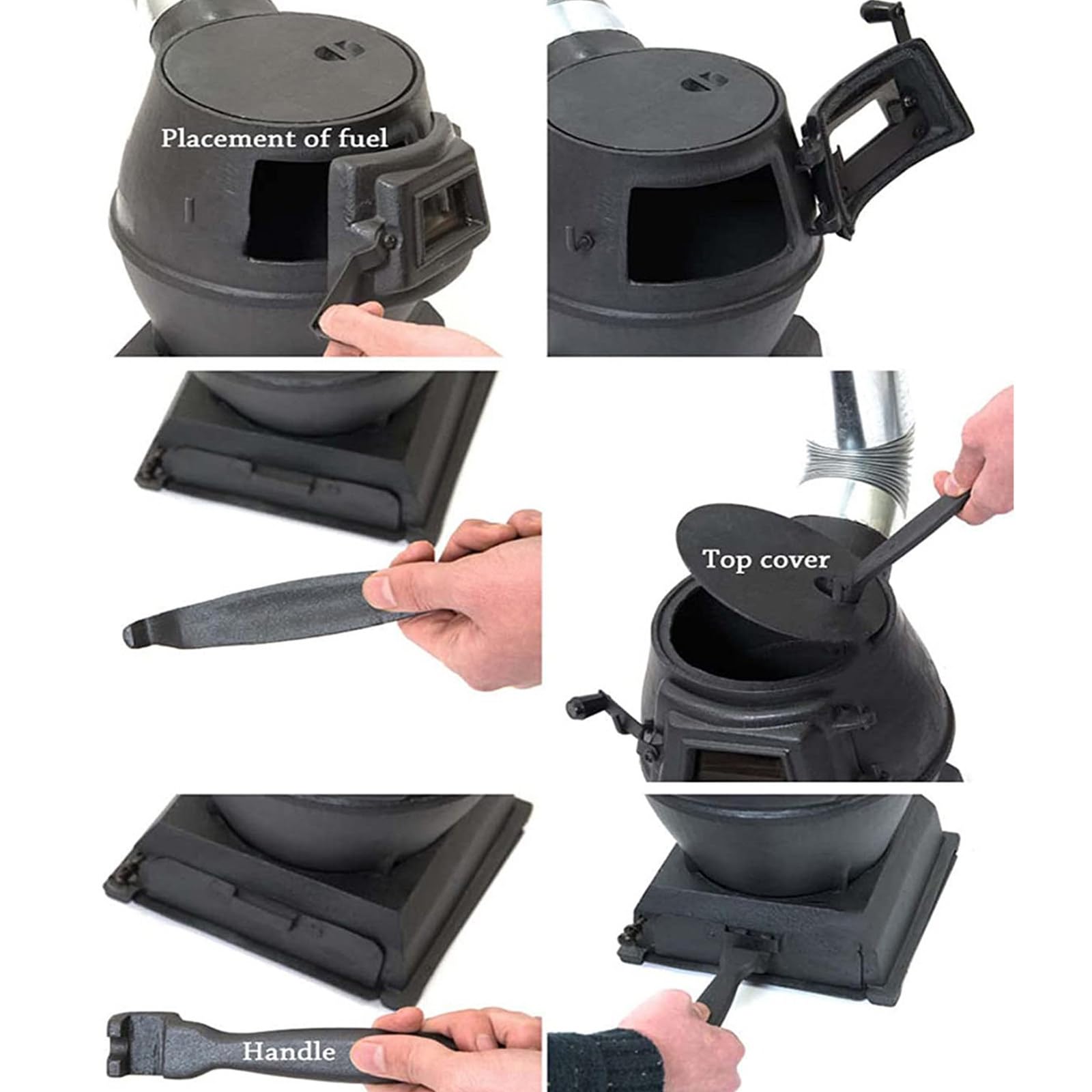 Poêle de Camping en Fonte Poêle à Bois Compact Poêle de Camping Portable pour la Cuisine en Plein air Randonnée Pique-Nique Tente de Jardin Chauffage intérieur Petit
