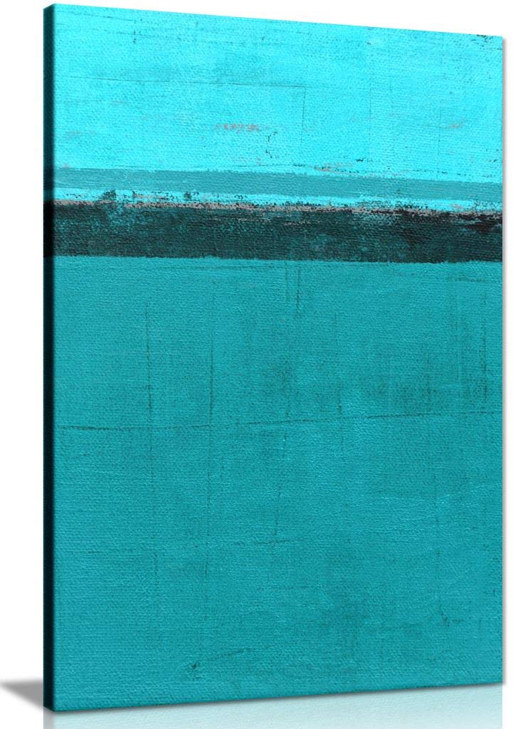 Panther Print Blue Turquoise Abstract Painting Canvas Wall Art Picture Print (18X12)