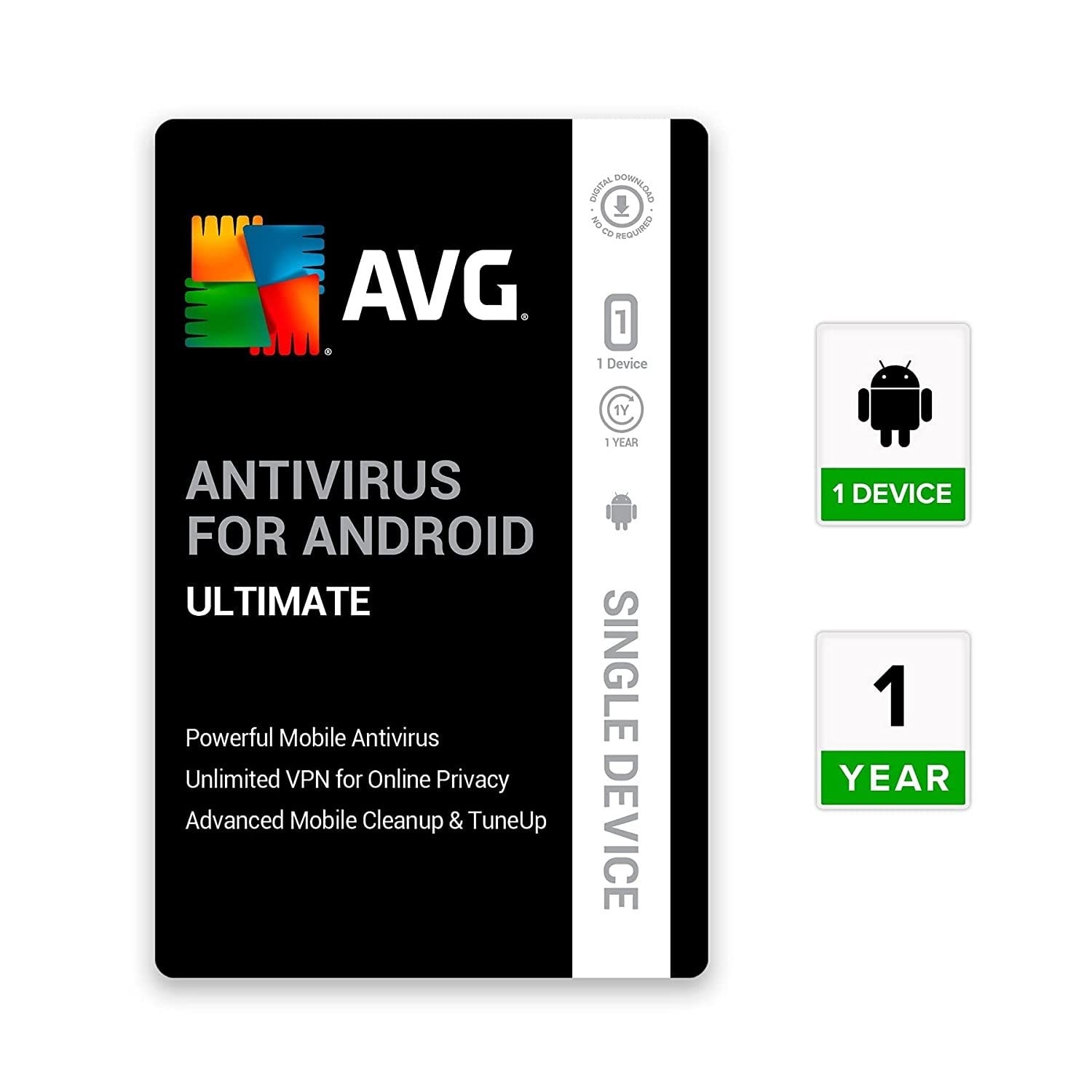 AVG Ultimate Security for Mobile | 1 Device 1 Year | Android Phone & Tablets | Includes Antivirus Pro, Secure VPN & Cleaner Pro | Email Delivery in 2 Hours. (B092F4RTPC) Amazon Price History, Amazon Price Tracker