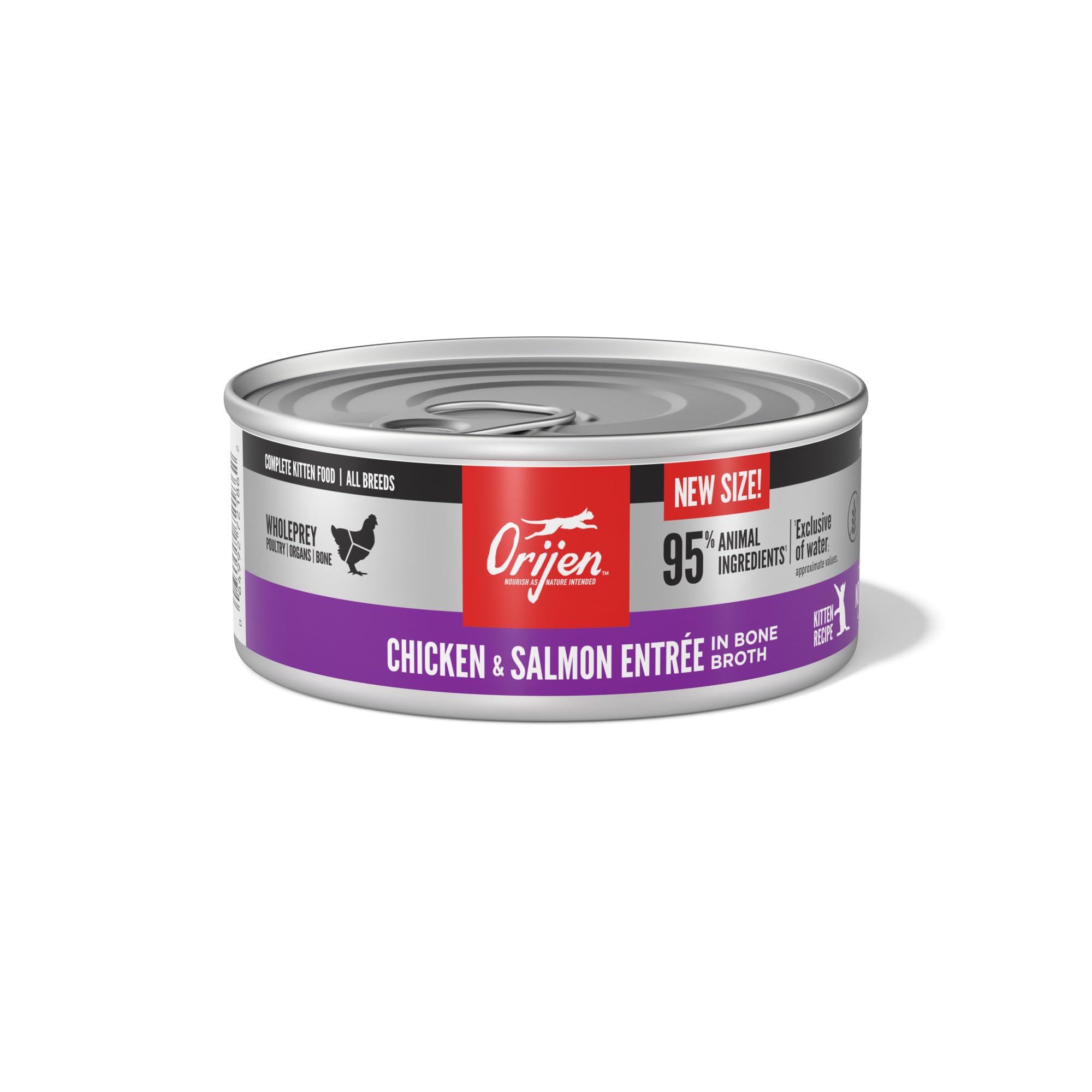 ORIJEN Chicken + Salmon Entrée in Bone Broth - Kitten Recipe, 5.5oz, case of 6 cans