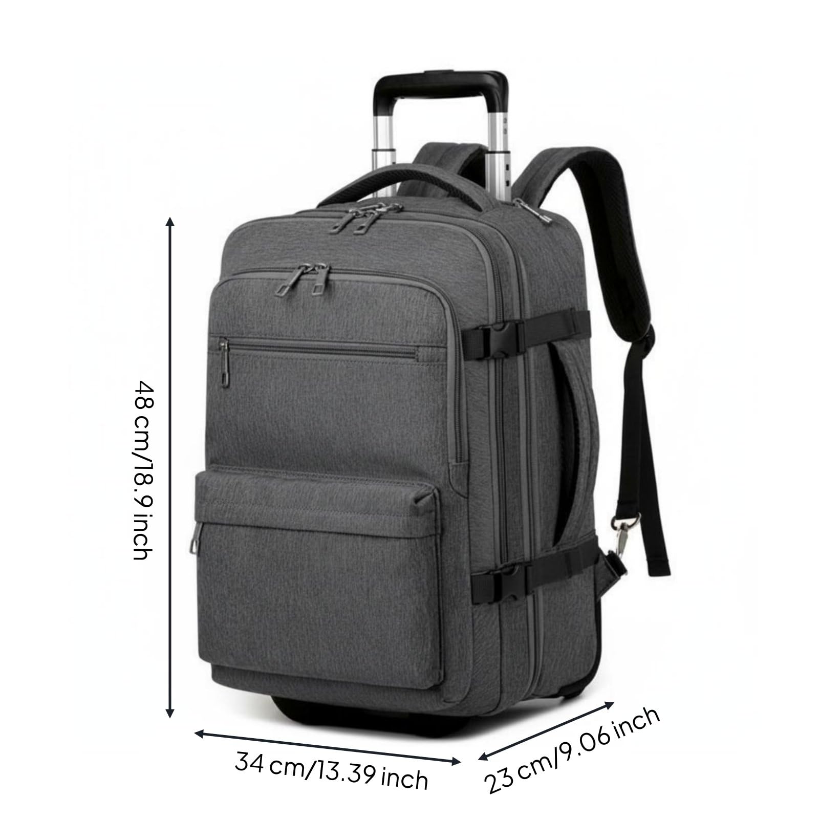 Maleta con Ruedas Mochila Trolley para Portátil Equipaje de Mano Impermeable con Funda para Ordenador y Ruedas Suaves Adecuada para Viajes de Negocios, Gray