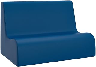Children's Factory Small Contour Sofa, Mix-and-Match Kids Chairs, Sofas, Corner Ottomans and Cubes, Foam-Filled and Water-Resistant, Flexible Seating for Classroom Elementary, Blue Kids Couch