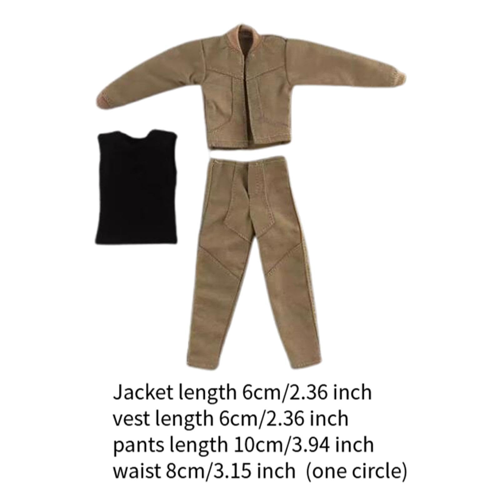 1/ Kit de Ropa para Figuras de Muñecos Masculinos de 6 Pulgadas Que Incluye Chaleco Y Pantalones, Caqui