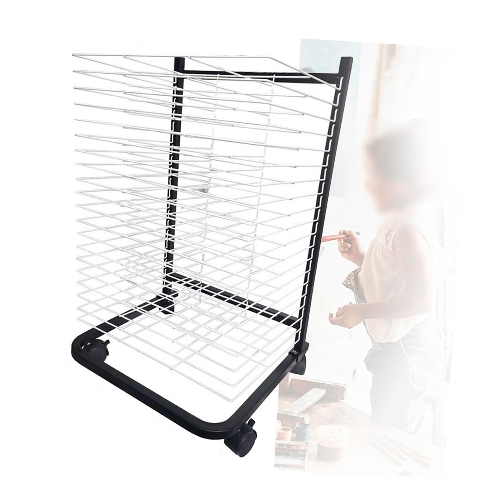 Aioneer Art Drying Rack With 20 Removable Shelves, Artwork Storage Rack With Wheels, Ideal For Schools, Classrooms, And Art Studios