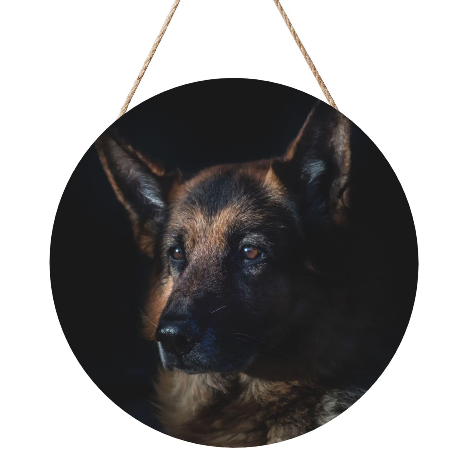InOmak German Shepherd Dog, Round Wood Panel Painting 12 in, Wall Hanging Painting For Home