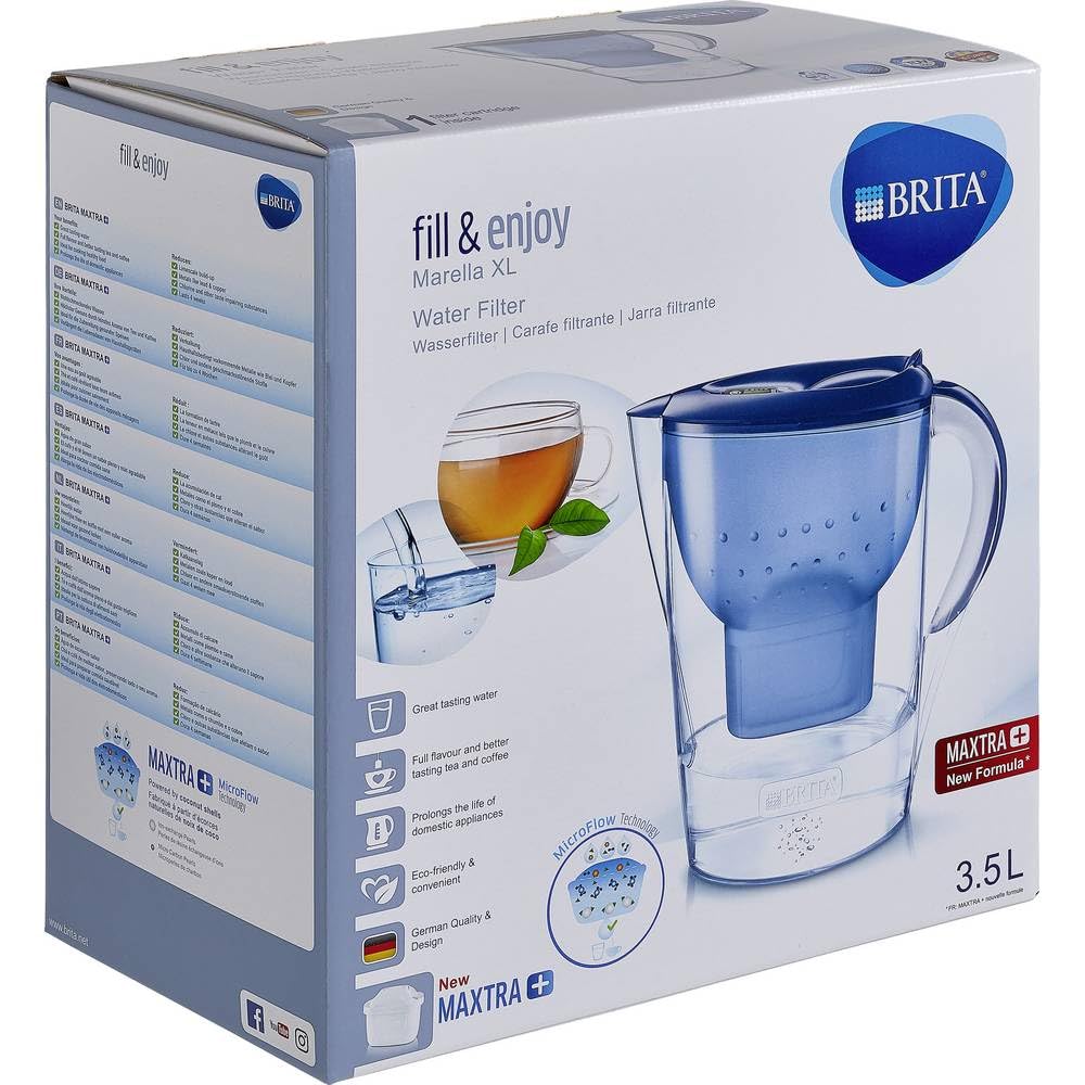 BRITA Carafe filtrante Marella XL bleue - 1 filtre MAXTRA+ inclus 3,5 L