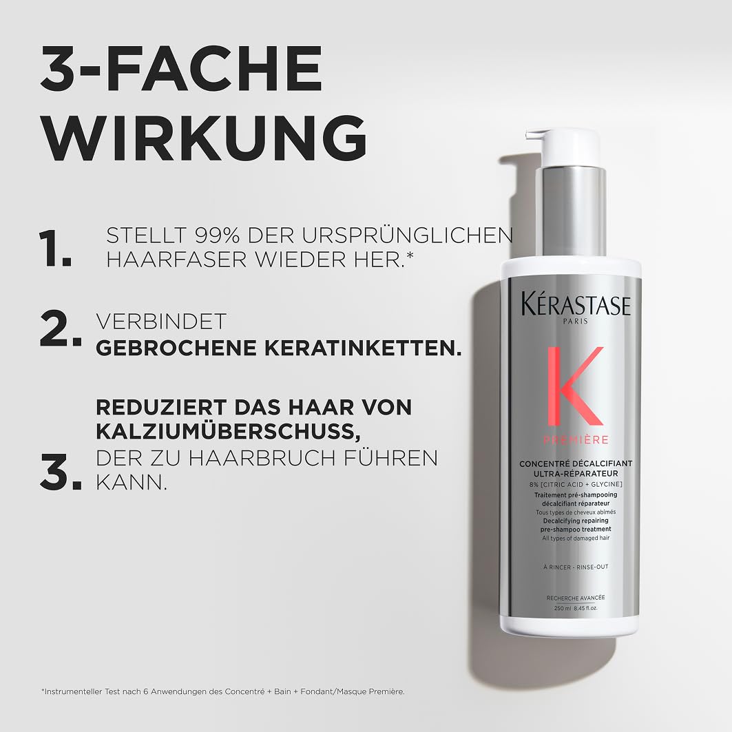 Kérastase Première Concentré Décalcifiant Ultra-Réparateur Hair Treatment, Reparierendes und kalziumreduzierendes Pre-Shampoo, Mit Zitronensäure und Glycin