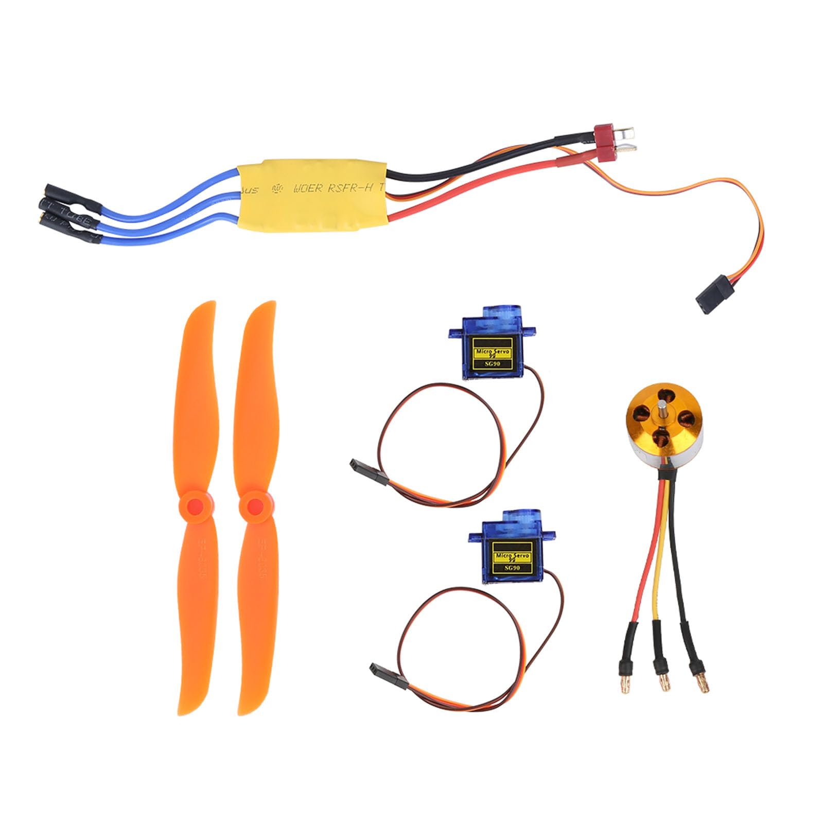 Generic 2200KV Brushless Motor Efficient 30A ESC Combo for RC Plane Aircraft 6035 Propeller Kit (2212 KV2200 motor + 6035 propeller + 9g steering)