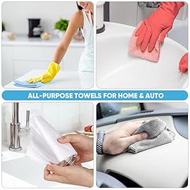 AIDEA Microfiber Cleaning Cloth 165 Sheets 3 Roll, Grey Microfiber Towels for Cars, Shop Towels, Shop Rags Washable, Cleaning Rags for Automotive, Mechanic, Workshops, House,119