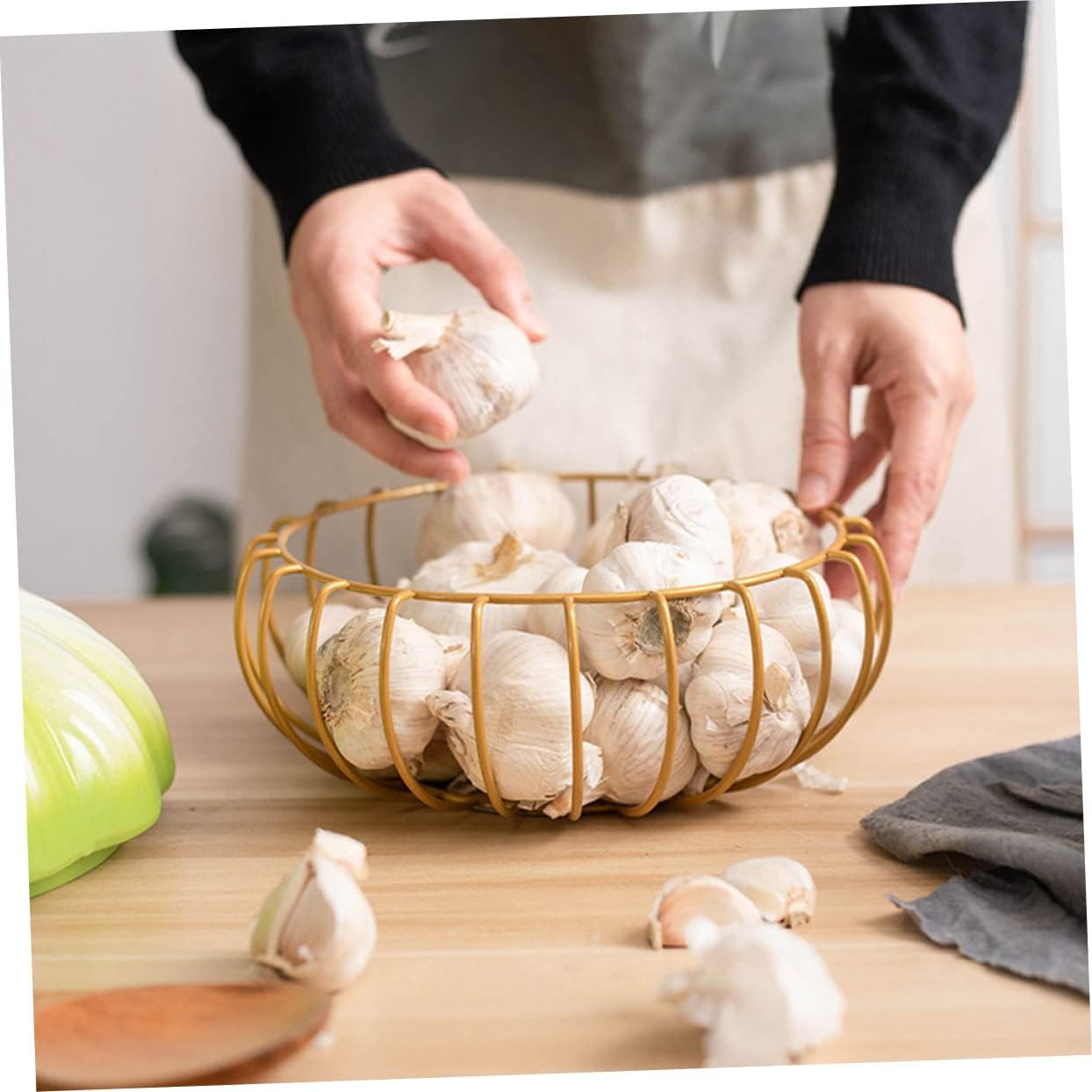 Country Kitchen Wire Baskets Organizer Bins Fresh Garlic Egg Baskets for Fresh Eggs