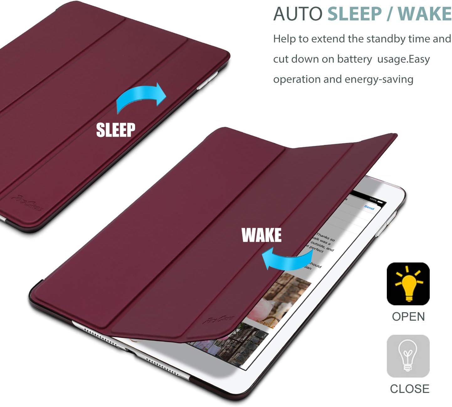 ProCase Smart Case for iPad Air 1st Generation 9.7 Inch, Protective Cover for iPad Air 1 Edition 2013 Model (A1474 / A1475 / A1476) -Wine