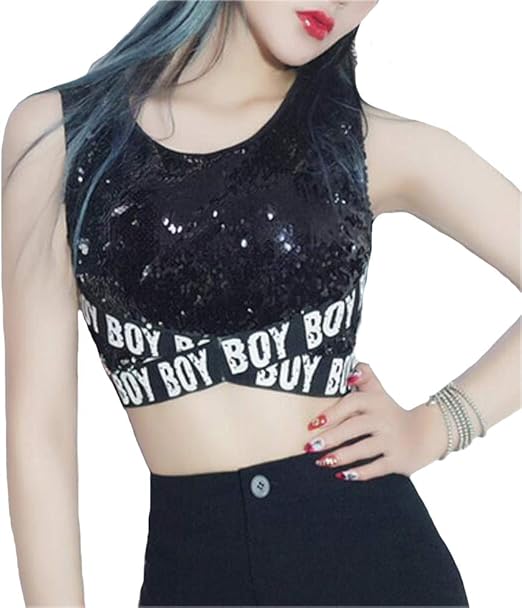 Amazon Cchy スパンコール タンクトップ ショート丈トップス キラキラ ダンス衣装 ステージ衣装 レディースhy009 キャミソール タンクトップ 通販