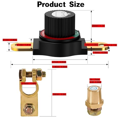 Top Post Battery Disconnect Switch,1248V Battery Kill Switch for Car RV