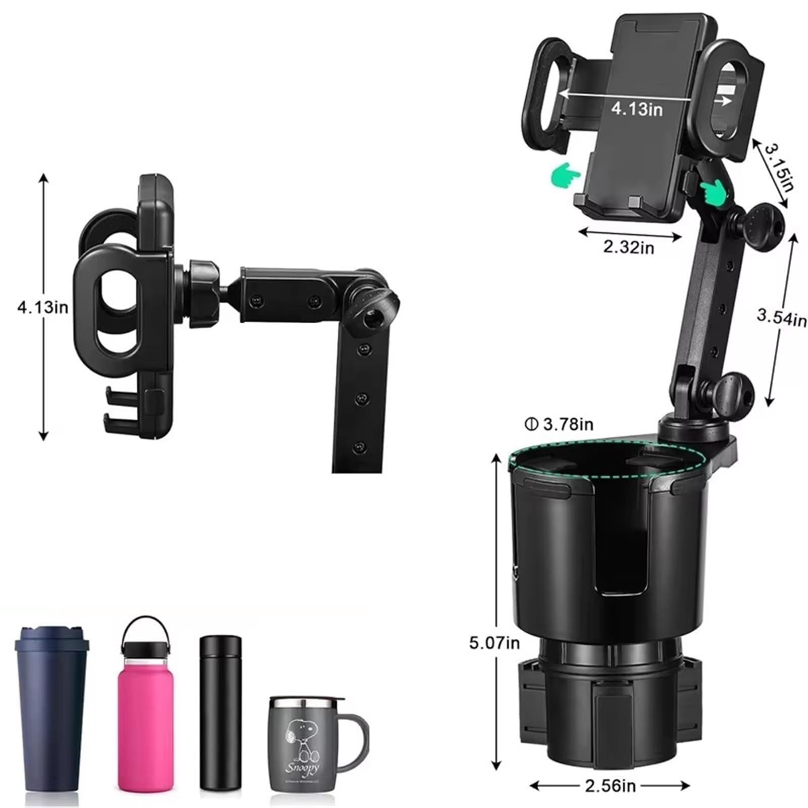 Supporto Lattine auto Espansore Per Portabicchieri Auto Con Supporto Per Cellulare Per Rotazione A 360° Per Smartphone Accessori Interni Per