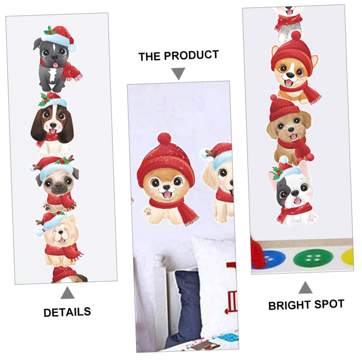 BESTOYARD 4fogli Adesivi Natalizi Per Vetrine Decorazioni Per Finestre Con Cani Carini Facili Da Applicare e Rimuovere Perfetti Per Creare Atmosfera Festiva Casa Durante Natale
