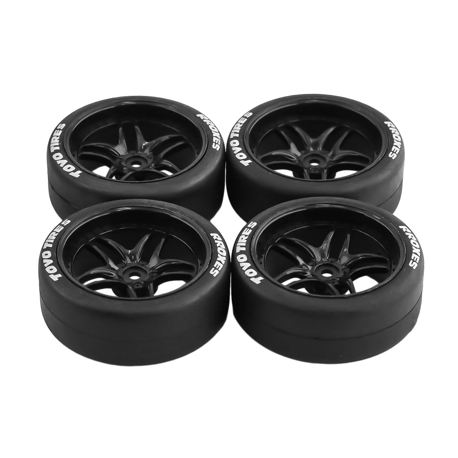 Harilla 4 Stück RC Auto Gummi Reifen, Gummi-Driftreifen, 12 mm Nabe Ersatzteile Verschleißfest Langlebig für XV01 1:10 RC Elektrische Touren Auto Ersetzt Reparatur zubehör, Schwarz