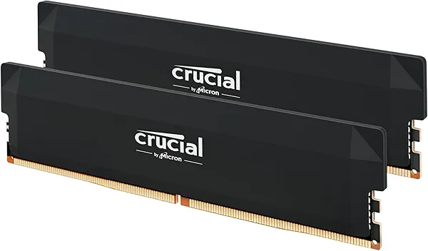 Crucial Pro DDR5 RAM 64GB Kit (2x32GB) 6000MHz CL40, Overclocking Desktop Gaming Memory, Intel XMP 3.0 & AMD Expo Compatible – Black CP2K32G60C40U5B