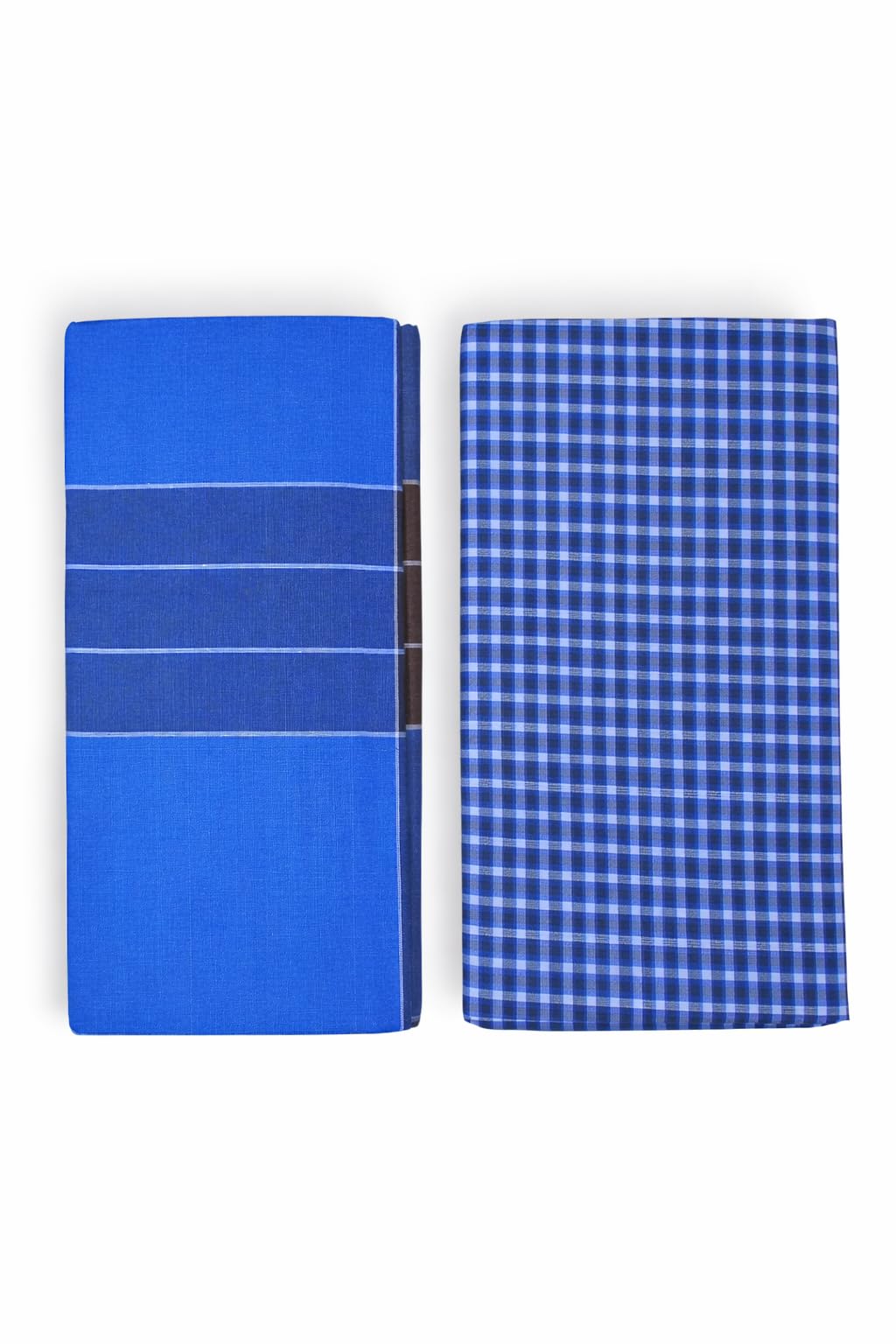 KAVINAYA Textile - Blue Mixed Cotton LUNGIES - 2 PCS-picture-35