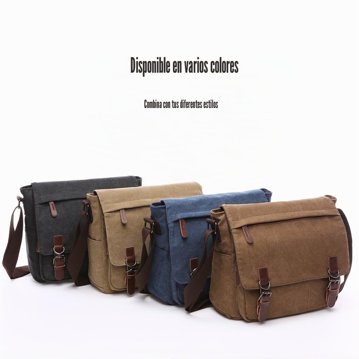 LOSMILE Hombres Bolso de Bandolera Lona Bolsa de Mensajero Bolsa de Hombro 16 Pulgadas Bolsa de Ordenador (Negro)