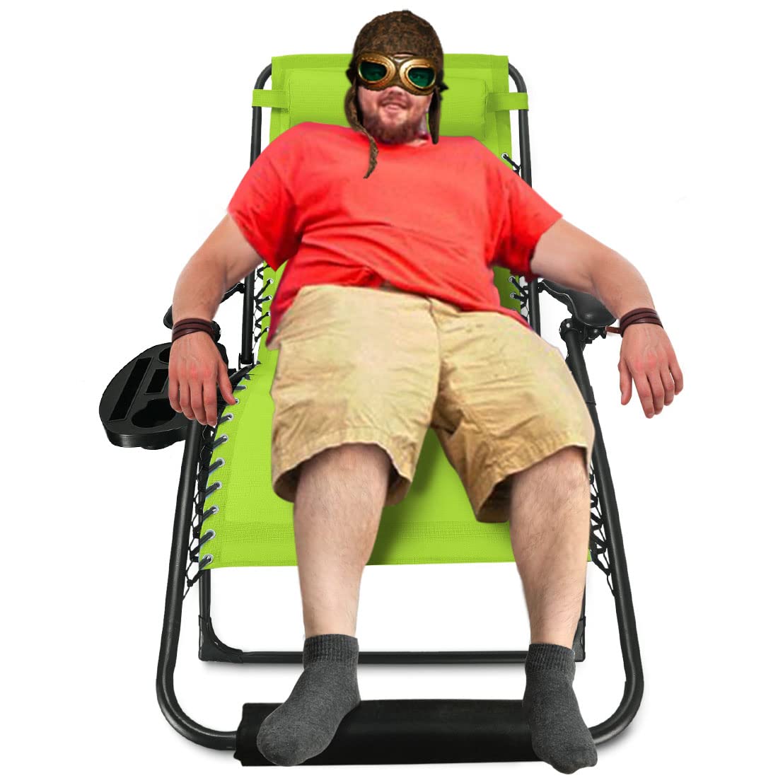 Oversized Zero Gravity Chair Recliner with Foot Cushion, Support 400lbs 6'' Wider, Outdoor Patio Lawn Chair with Cup Holder and Headrest (Green)