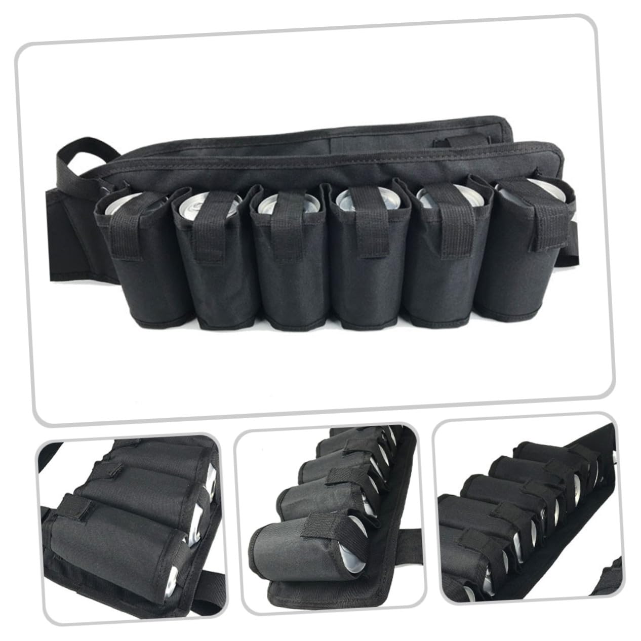 PLAFOPE Ceinture Porte-gobelet Ajustable 12 Pochettes en Toile Noire