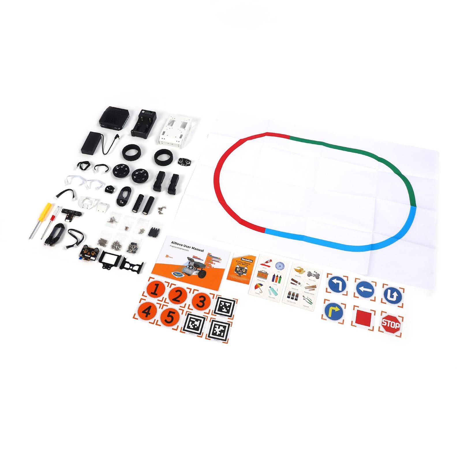 Bewinner Kit de Coche Robot AI WonderCam AI Module Aplicaciones de Alto Rendimiento Reconocimiento de Color Seguimiento de Objetivos para Codificación Python Scratch Aleación de Aluminio ABS