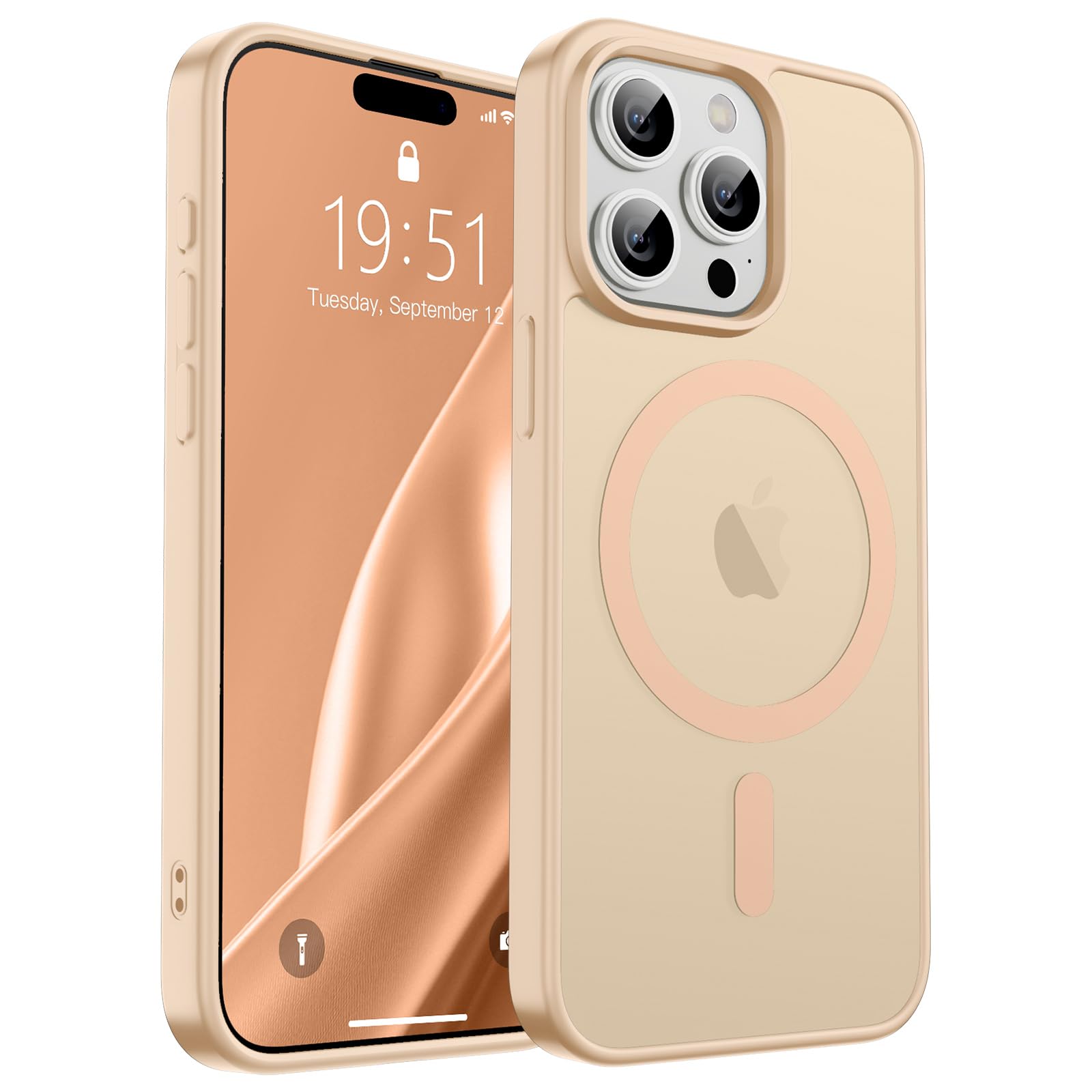 SUPFINE Magnetic for iPhone 15 Pro Case (Compatible with MagSafe) (Military Grade Drop Protection) Translucent Matte Shockproof Phone Cover,Sand Pink