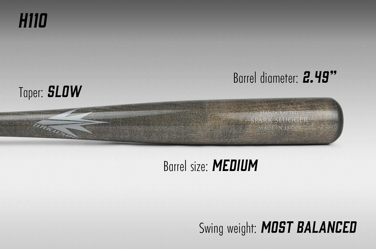 Spark Magnum H110 Wooden Baseball Bat Maple Wood Gamebat Practice Training Bat Adult (-2.5 Dropweight) [Made in Japan]