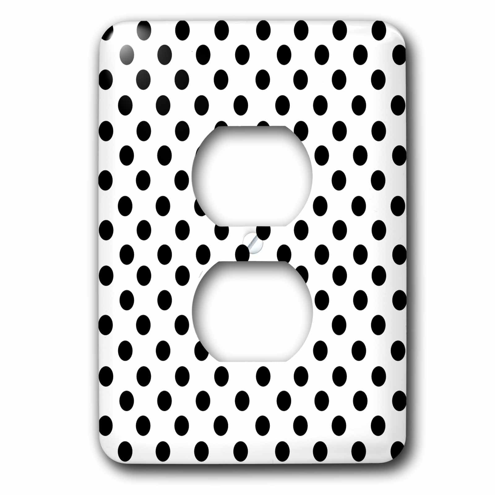 Cache-prise 2 prises à pois noir et blanc idéal pour votre salon