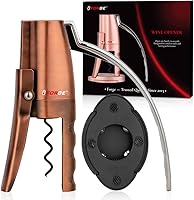 Forge Compact Vertical Lever Corkscrew Wine Opener with Foil Cutter - Battery-Free, 3-Second Uncork Effortless Open