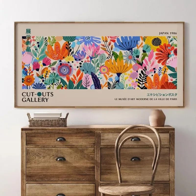 Affiche murale botanique fleurs sauvages cadre intérieur 20x40cm