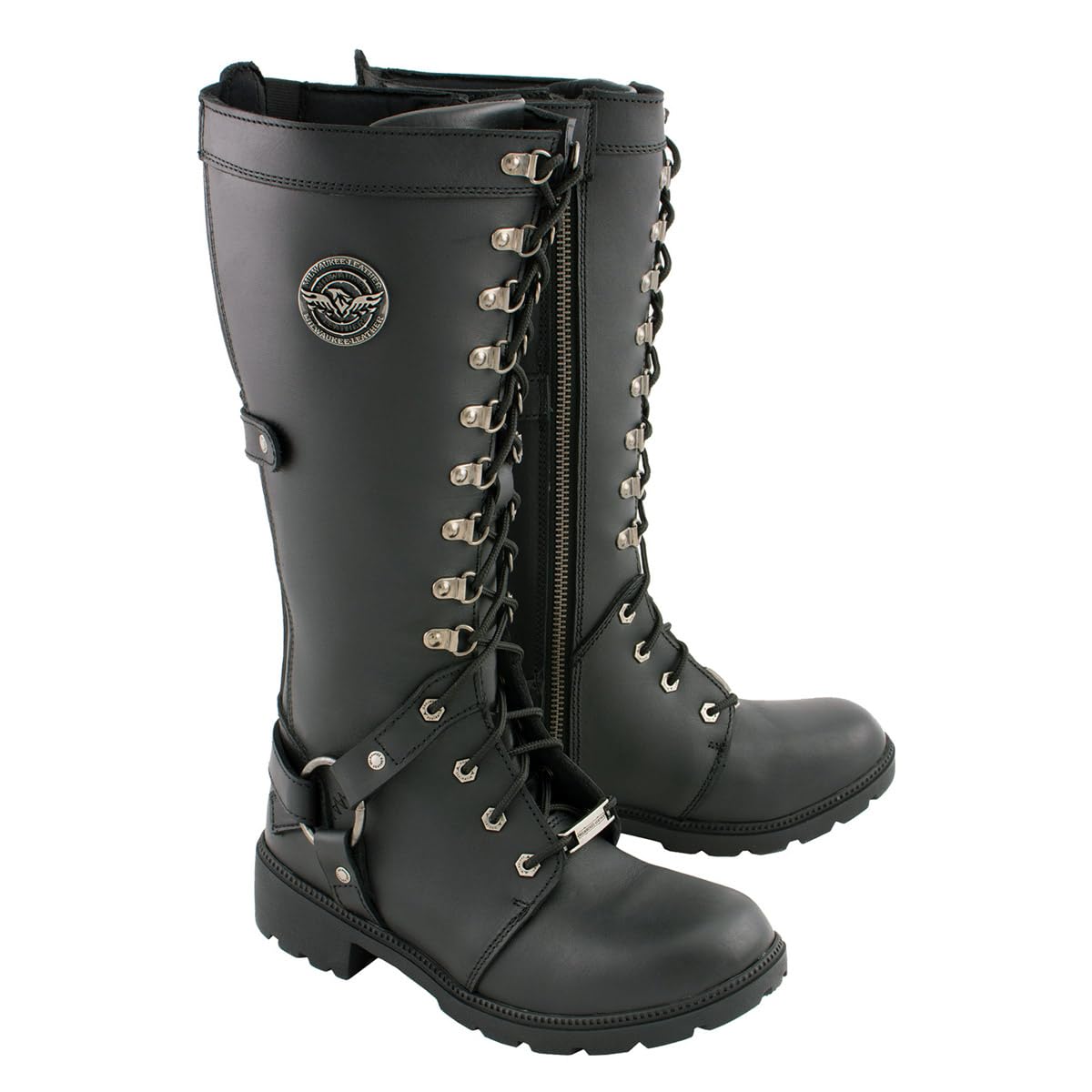 Milwaukee Leather Women's Premium Leather Motorcycle Harness Boots Collection MBL - 7.5