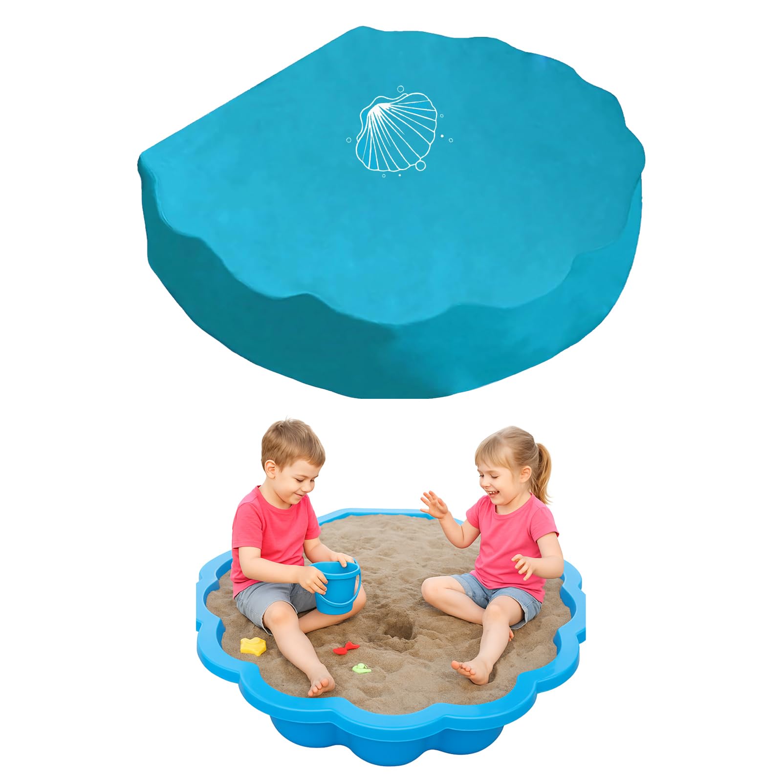 Housse Coquillage Pour Bac à Sable - 100x15 Cm, Imperméable, Bleue (protection Extérieure Enfant) - 6