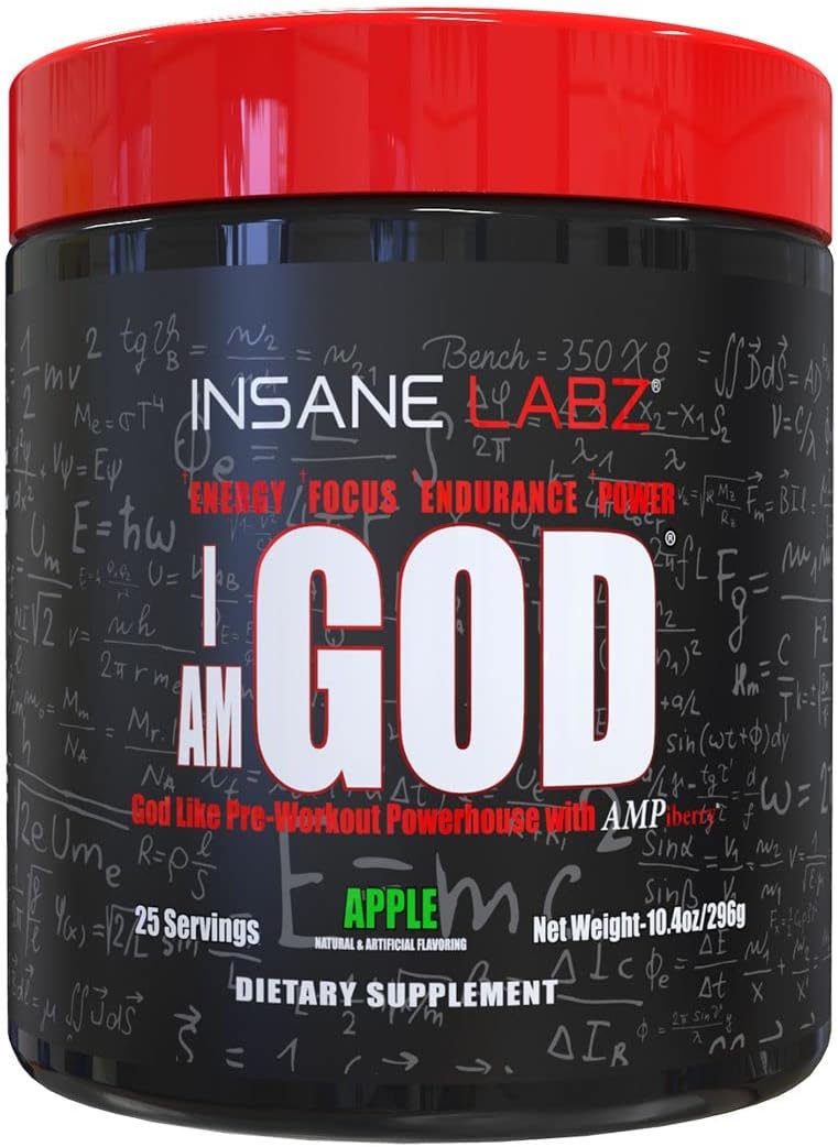 Insane Labz I am God Pre Workout, High Stim Pre Workout Powder Loaded with Creatine and DMAE Bitartrate Fueled by AMPiberry, Energy Focus Endurance Muscle Growth,25 Srvgs,Thou Shalt Not Covet Orange