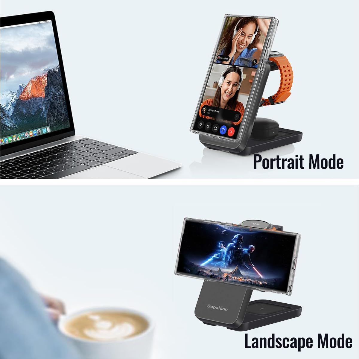 Wireless Charger for Samsung, 3 in 1 Wireless Charging Station with Watch Charger, Foldable Magnetic Charger for S25 Ultra/S24 Ultra/Z Flip 7/Fold 6/Buds 3 - Image 6