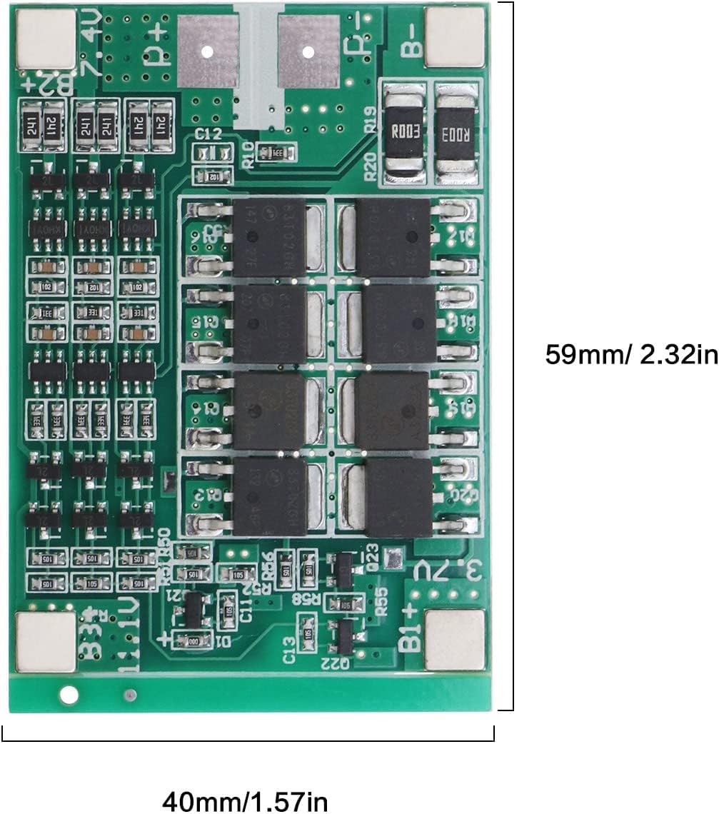 Electrobot 3S 12.6V 40A Lithium Battery Protection Board BMS for 18650 Battery Pack 11.1V 12.6V with Overcharge, Overdischarge, Overcurrent and Short Circuit Protection (Pack of 2 Units) - Image 5 thumbnail
