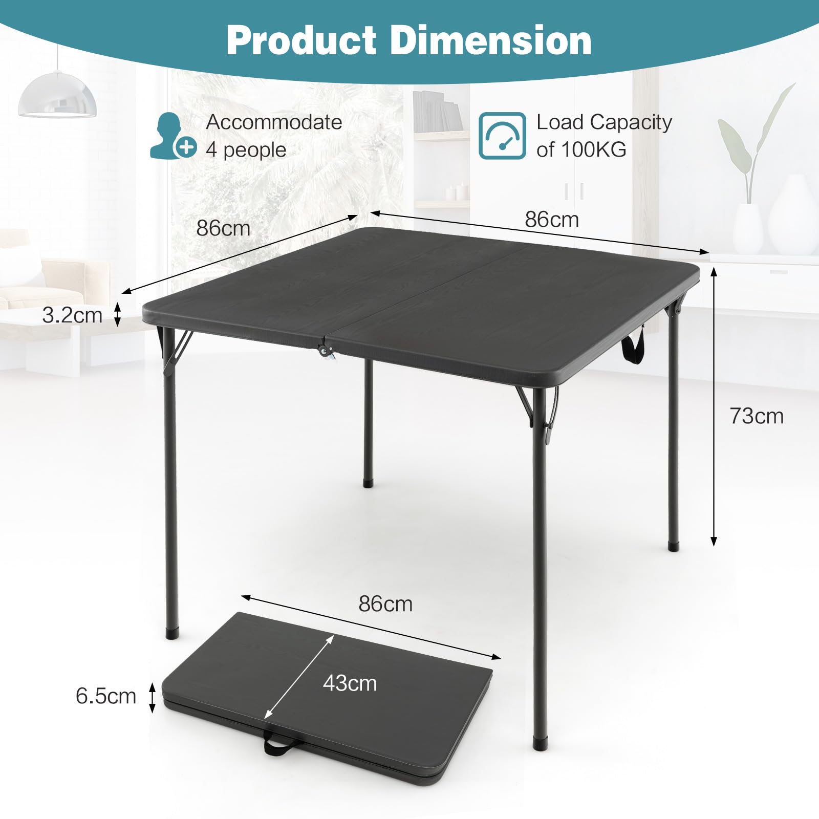 KOMFOTTEU Tavolo Pieghevole da Campeggio, Tavolino Picnic Portatile e Salvaspazio con Cinghie per il Trasporto, in HDPE con e Acciaio, per Barbecue, Giardino, Esterno, Carico di 100 kg (Grigio)