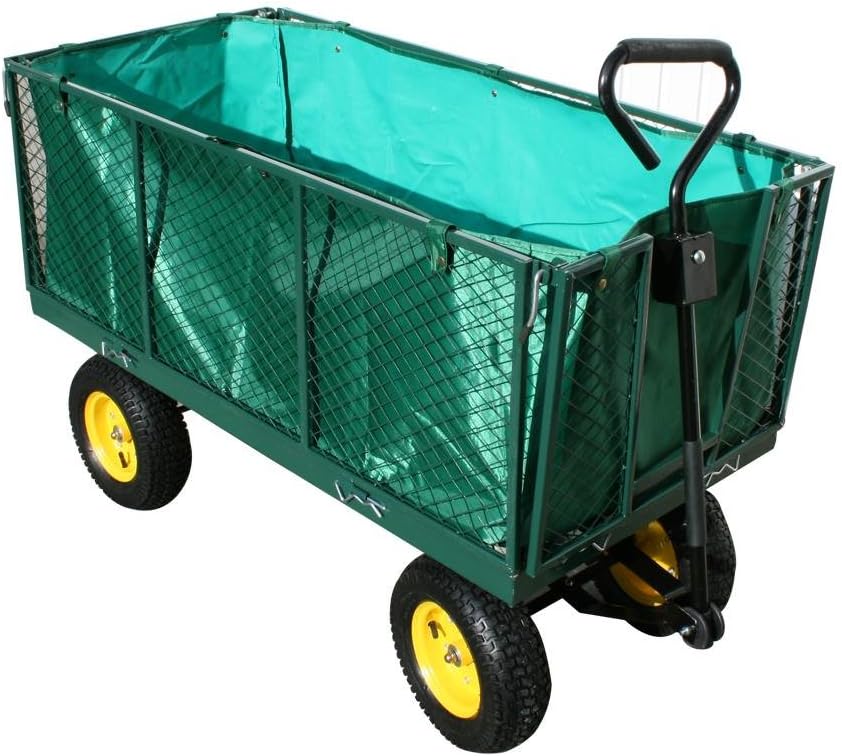 TC1840 Heavy Duty Wheelbarrow Garden CART MESH Trolley Utility CART 4 Wheel 600KG