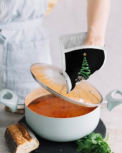 Miniatura 4 de Juego de 5 soportes para ollas de cocina con diseño de Feliz Navidad, antideslizantes y aislantes de calor, juego de agarraderas de tela de toalla