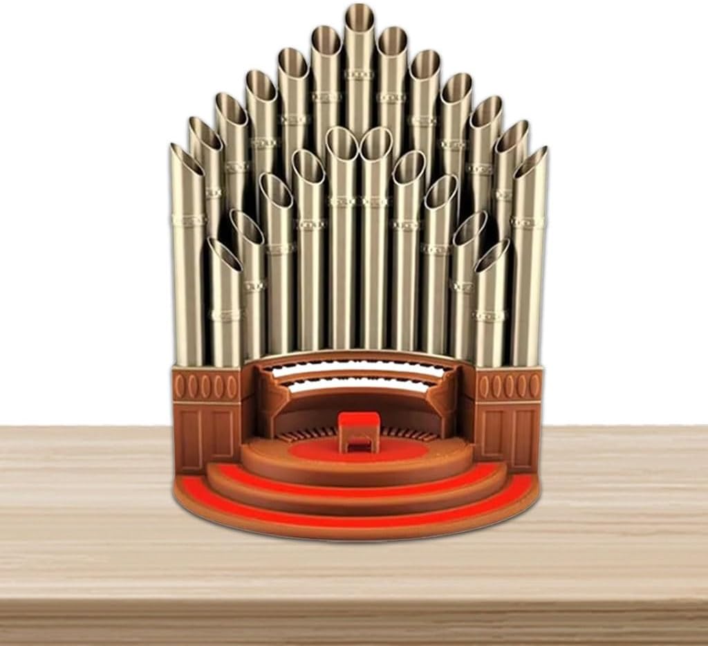 Pipe Organ Pen Pencil Holder, With 23 Slots, Resin Music Pipe Organ Pen Container Holder Pencil Cup for Office Desk, Funny Desktop Decoration, for School Home Office Supplies(Bronze)
