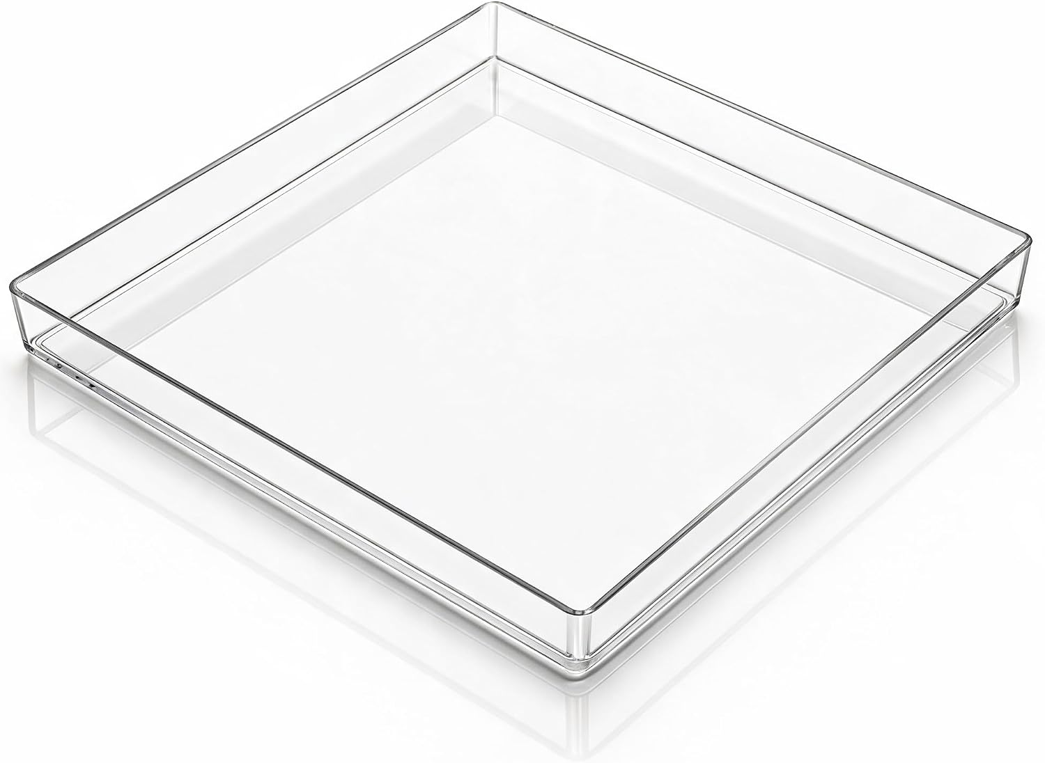 KSESTOR Champagne Tower Plastic Drip Tray - Large Serving Tray - 17x17in | Clear Plastic Serving Tray- Fits Any Champagne Coupe Glasses with Raised Lip for Weddings and Bridal Showers - Reusable