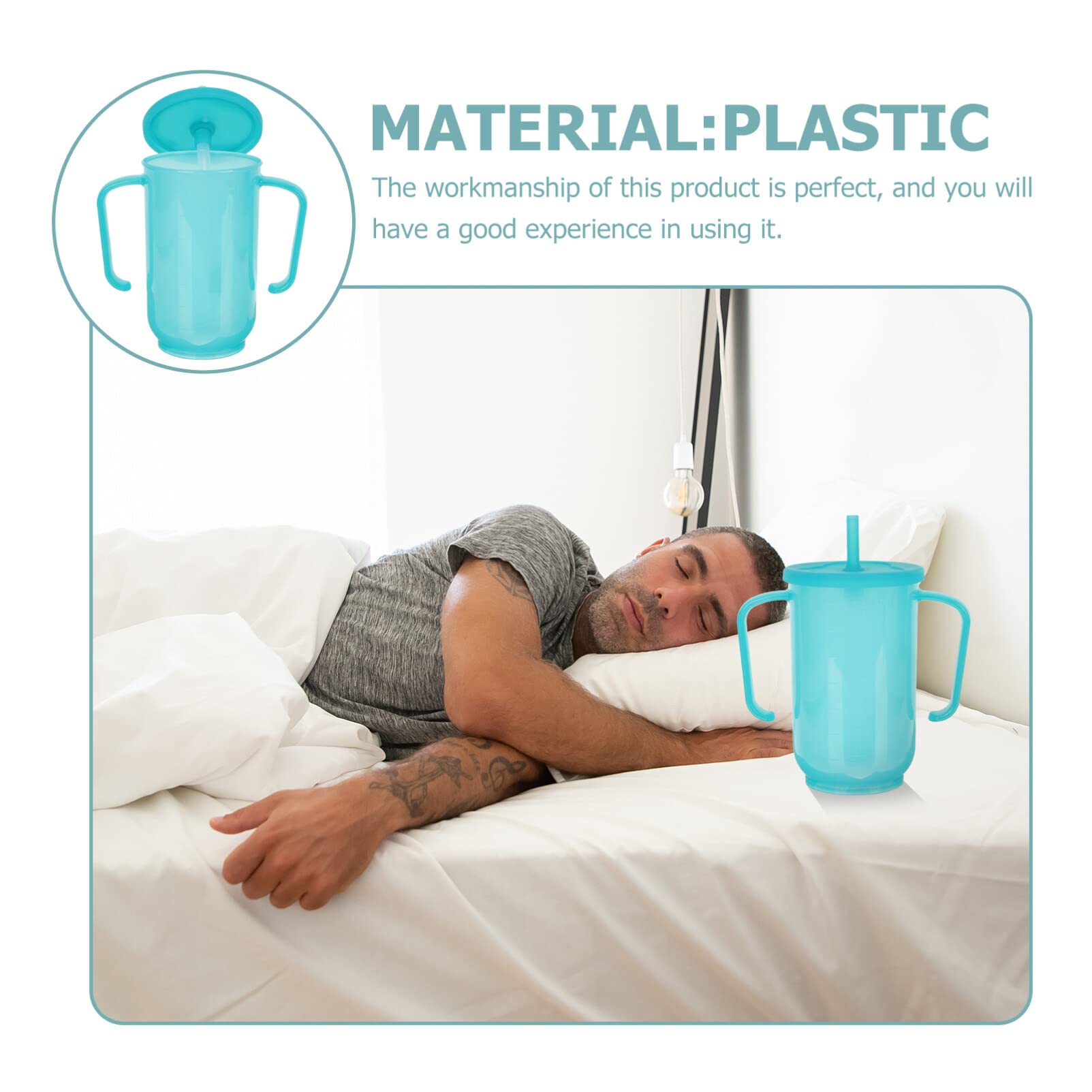 DOITOOL Gobelet D'Alimentation Pour Patients Alités Et Personnes Âgées Avec Couvercle Anti-Déversement Et Bec Pivotant Tasse Ergonomique À Double Poignée Pour Convalescence Et Handicap
