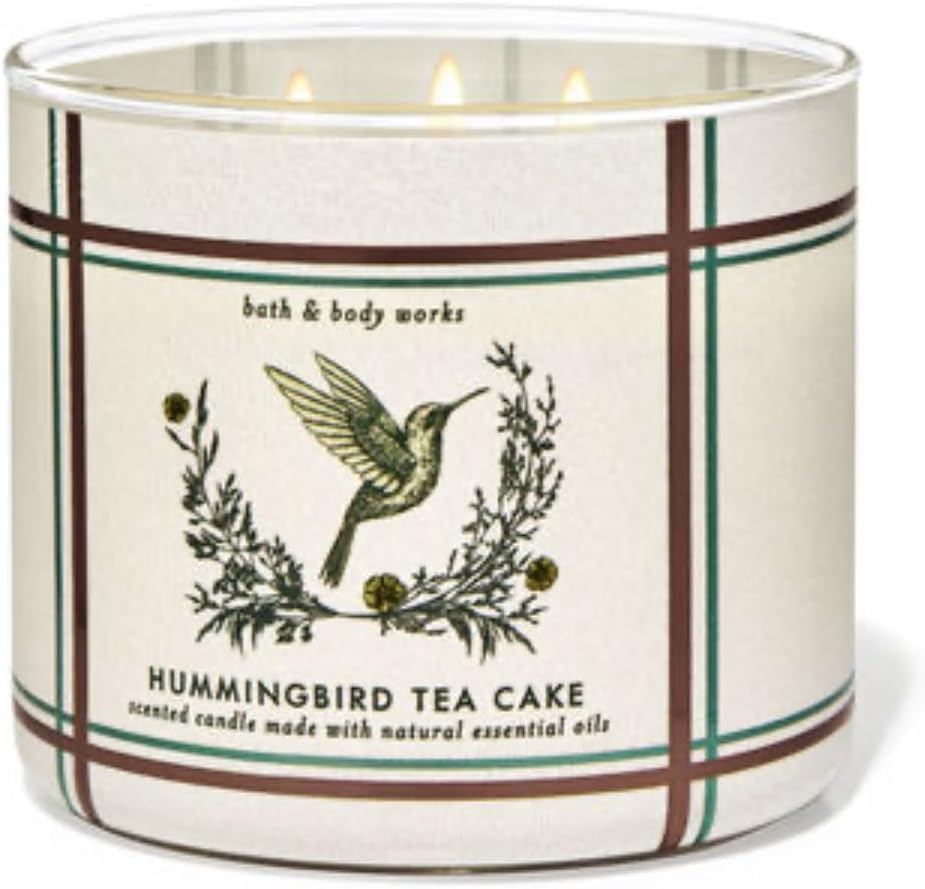 White Barn - Bath & Body Works- 3-Wick Scented Candle 14.5 OZ Burns 25-45 Hours with Diamond Soap Natural (Hummingbird Tea Cake)
