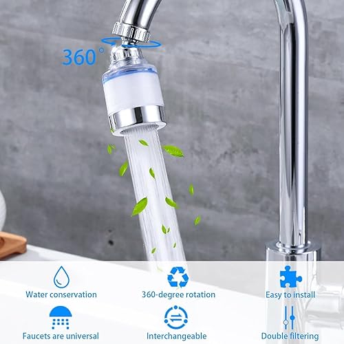 Miniatura 8 de Filtro de grifo de fregadero de cocina plateado  Purificador de agua para grifo de fregadero giratorio  Grifo de filtro de agua para fregadero de