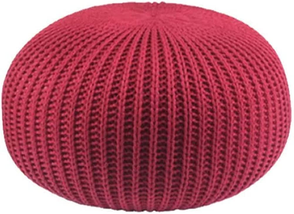 Repose-pieds ottoman tissé à la main : pouf rond style nordique pour le salon et la chambre