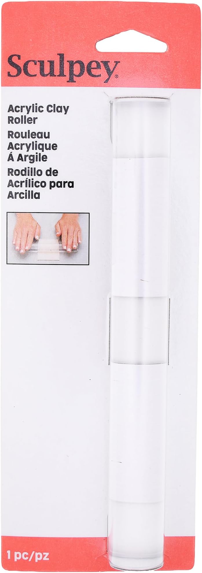 Sculpey: Acrylic Clay Roller - 8", Clear Rolling Tool, Smooths Without Marks, Non-Stick Surface, Various Clay Types Crafting Accessory, DIY Supplies