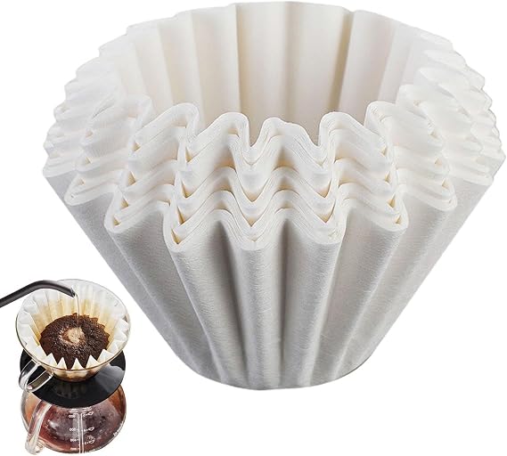 50PCS Cake Shaped Coffee Filter Paper – White Patterned Bowl Liners for 1