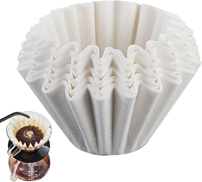 50PCS Cake Shaped Coffee Filter Paper – White Patterned Bowl Liners for 1