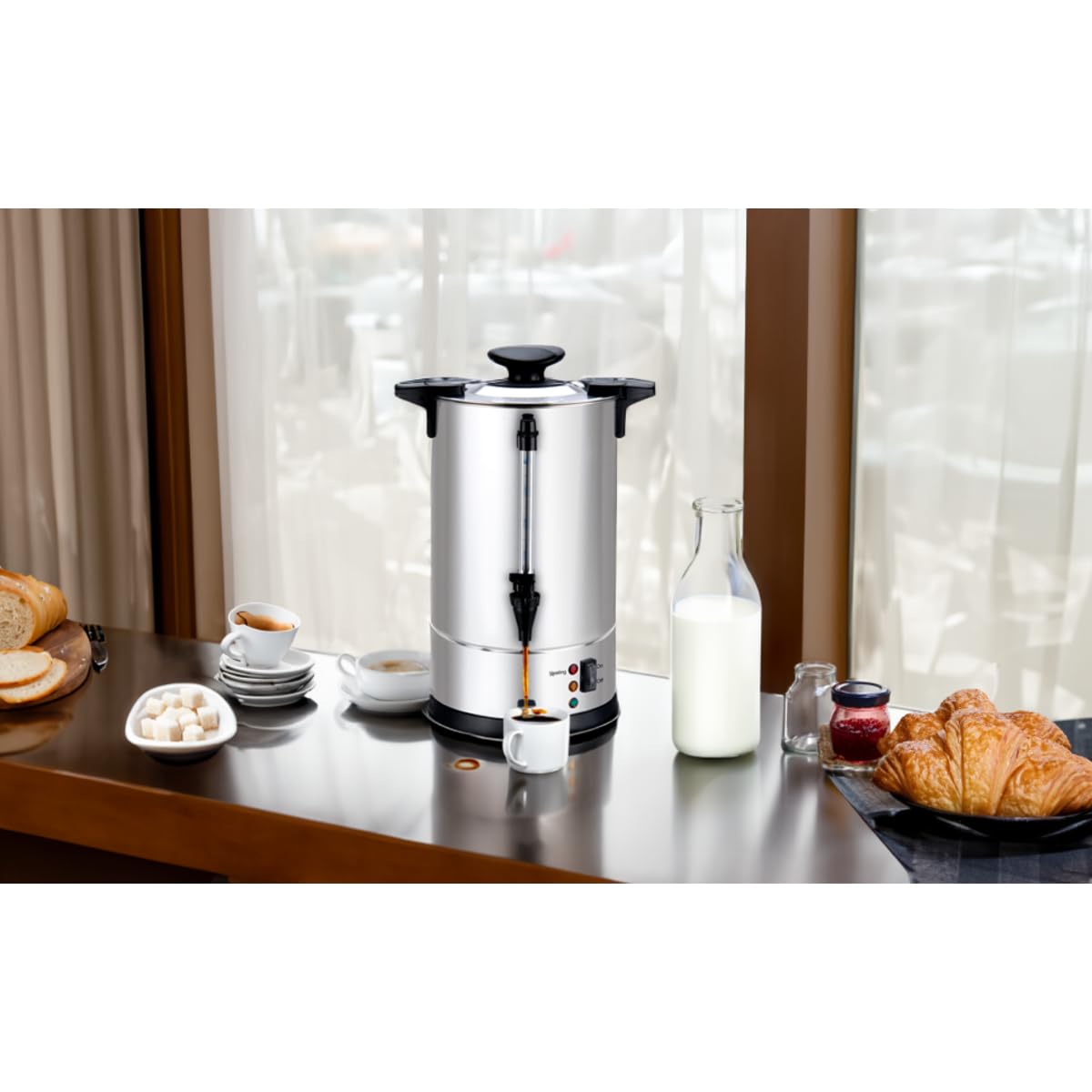 LOUIS TELLIER - Percolateur à café professionnel - Capacité 6,3 L - 50 tasses - INOX - Filtre en inox - Robinet anti-gouttes